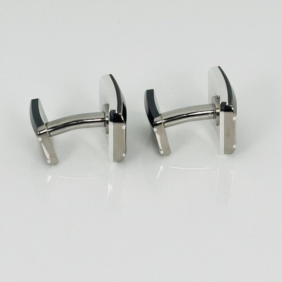 RARE Tiffany Atlas Cufflinks in Titanium and Silver Roman Numerals XII 12 - Picture 3 of 6